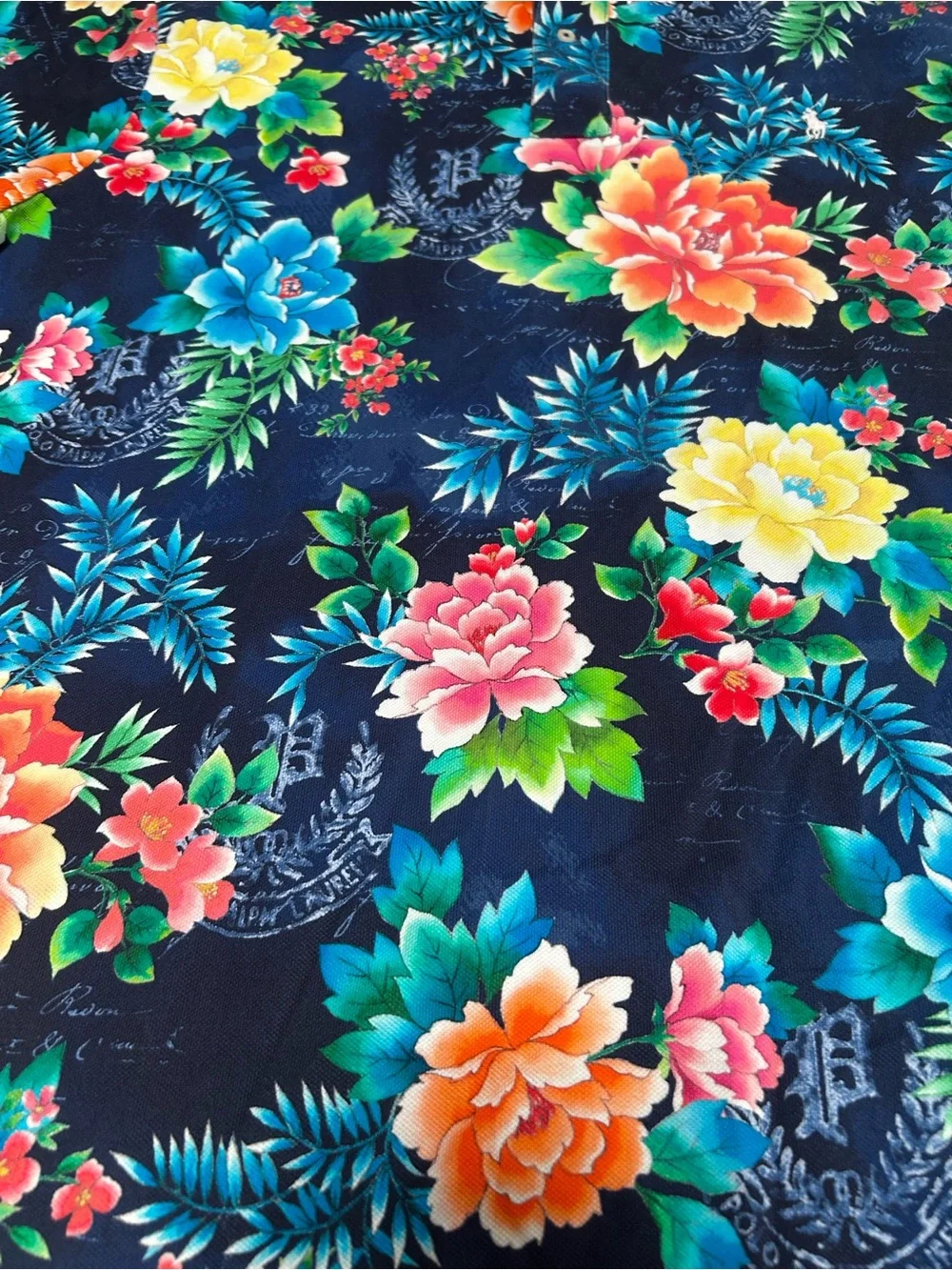 Ralph Lauren Royal Floral Navy Polo with Vibrant Tropical Floral Print